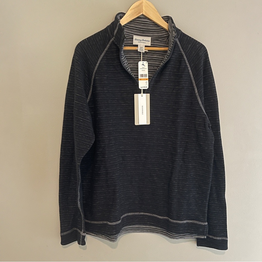 Tommy Bahama Charcoal Gray Reversible Flip Breaker Top Half Zip Size Small NWT